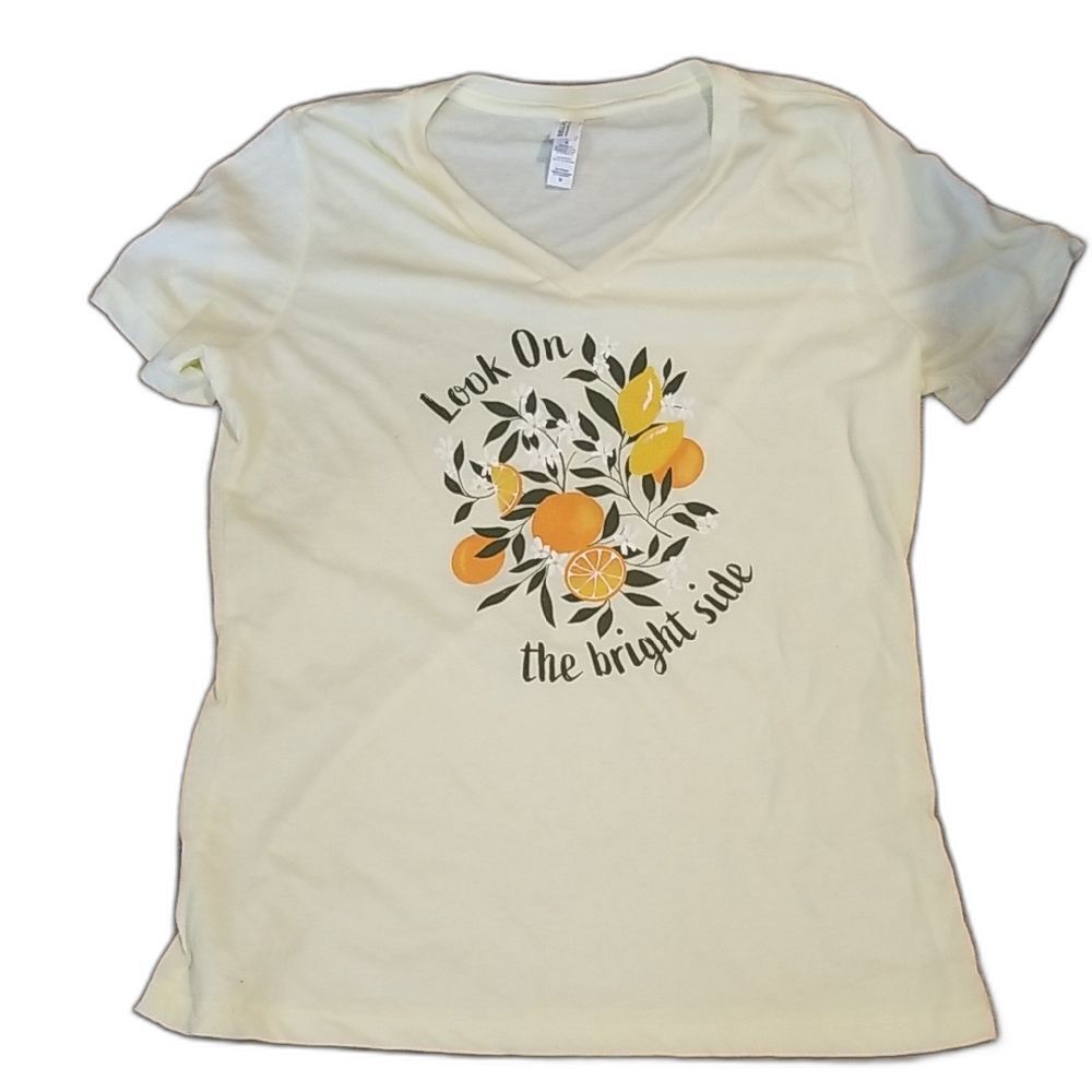 Bella Canvas Cream Floral Graphic T-Shirt S Look On The Bright Side Cotton